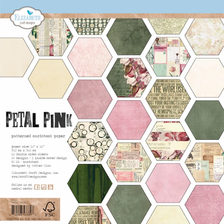 C016-1 Zestaw papierów do scrapbookingu 30x30 Petal Pink - ELIZABETH craft designs